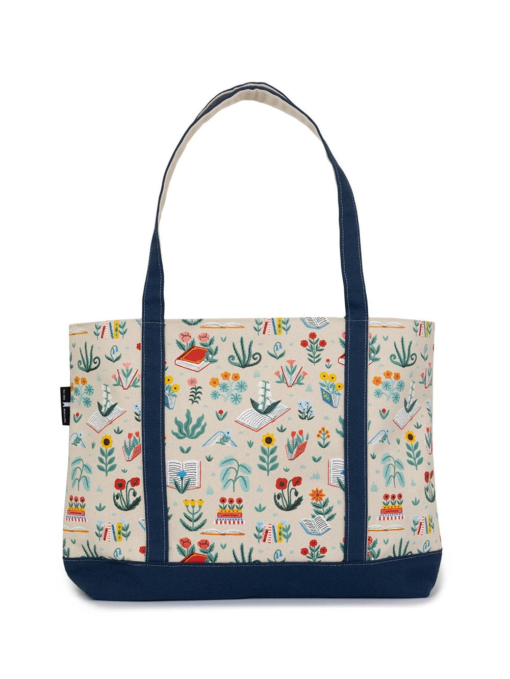 Books & Blooms Large Zippered Tote